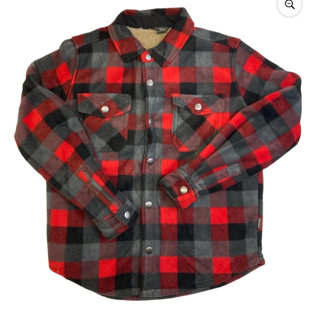 Kids Eddie Bouer snap button flannel jacket shirt , Sherpa lined jacket
